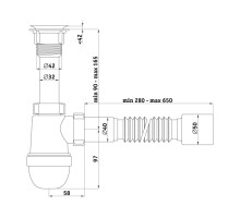 Варяг Сифон бутылочный с г/тр 40х50  1 1/2x40 (1/35)