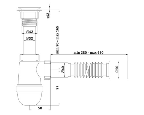 Варяг Сифон бутылочный с г/тр 40х50 1 1/2x40 (1/35)