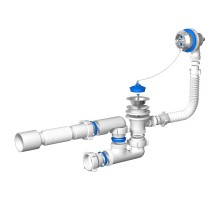 АНИ Сифон для ванны регулируемый с выпуском 1 1/2"*40, с переливом, с гибкой трубой 40/50 (1/30)
