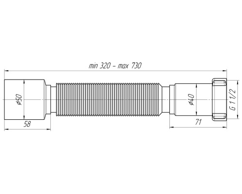 АНИ Гибкая труба 1 1/2x50 (360-750мм) (1/100)