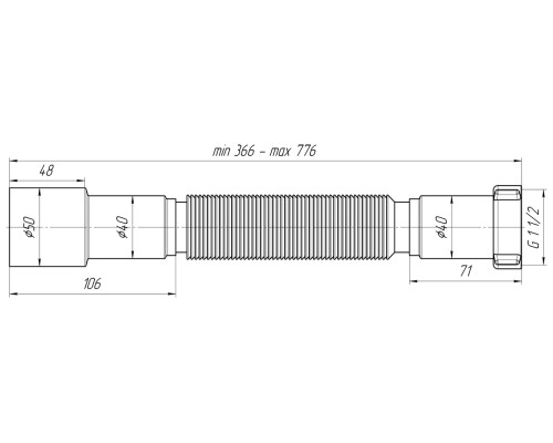 АНИ Гибкая труба 1 1/2x40/50 (410-800мм) (1/100)