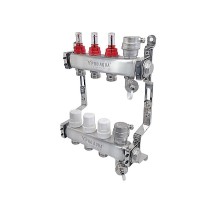 PRO AQUA Коллекторный блок с расходомерами и автоматическими воздухоотводчиками 9 выходов, 530 мм, 1 x 3/4