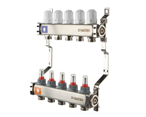 Коллекторный блок из НЕРЖ. стали с регул. клап. и расх., 1"х6 вых. Евроконус 3/4" (без сервис. гр.) VTc.579.EMN.0606 Коллекторный блок из НЕРЖ. стали с регул. клап. и расх., 1"х6 вых. Евроконус 3/4" (без сервис. гр.) VTc.579.EMN.0606