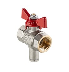 Кран шаровой с патрубком под датчик температуры вн.-вн. с рукоятка-бабочка DN15, PN40, 1/2" (ГОСТ) VT.247S.N.04
