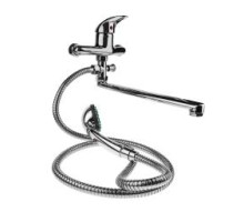 Смеситель "МИРАЖ" д/в L-нос 30см,  шар.40мм, шланг1,5 м, лейка, дивертор катриджный.  (10/1)