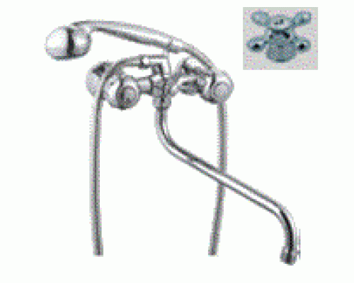 Смеситель «МИРАЖ» для ванны, латунь, 1/2", керамический, шаровое переключение, пластиковый маховик (12)