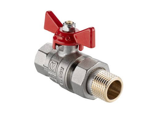 Кран шаровой BASE-ГОСТ со сгоном с рукояткой-бабочкой вн.-нар. DN20, PN40, 3/4" VT.227S.N.05