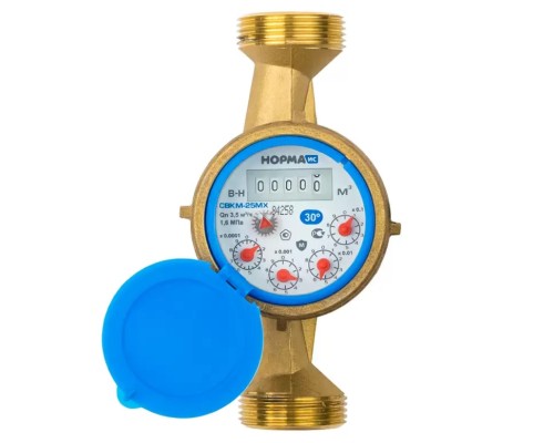 Счетчик воды СВКМ25Х(М) мокроходный антимагнитный (хол., синее кольцо, Ду25, L160, включает КМЧ) (1/5)
