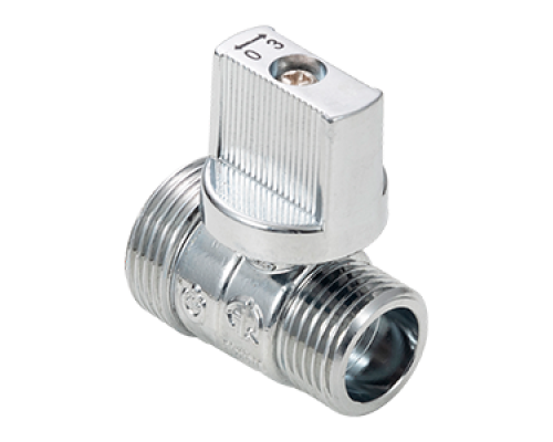 Кран шаровой "мини" для бытовых приборов 1/2 нар-нар, ручка-флажок хром ГОСТ (20/200) (AQualink)