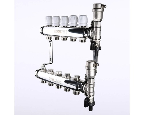 Коллекторная группа НЕРЖ, в сборе, 1"х4 вых. Евроконус 3/4" VTc.588.EMNX.0604