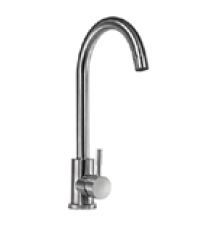 Смес."АМУР" д/кухни "утка",картридж 35мм, нержав. сталь, высокий излив, б/подвод., п/гайку