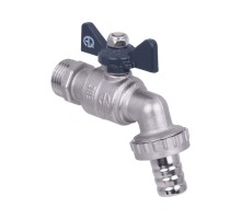 Кран шаровой для воды водоразборный под шланг 3/4 нар, PN10, бабочка	 (AQualink  80/10)