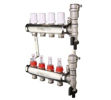 Коллекторная группа НЕРЖ со встр. расх. в сборе, 1"х9 вых. Евроконус 3/4"  VTc.589.EMNX.0609