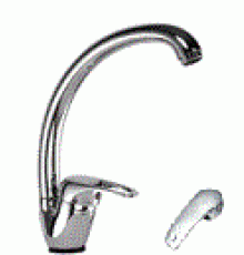 Смеситель «АМУР» для кухни «утка», латунь, шаровый, картридж 40 мм, под гайку (10)