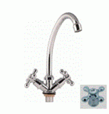 Смеситель «МИРАЖ» для кухни, латунь, под гайку, излив 290 мм, пластиковый маховик (20/2)